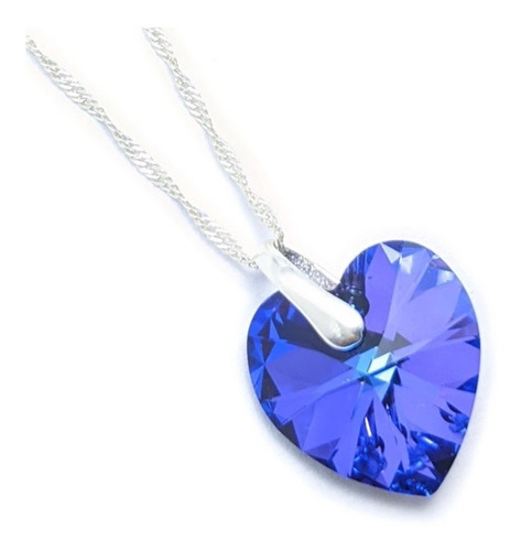 Imagen 3 de 4 de Collar Cadena Mujer + Dije Cristal Corazón 10mm Collares