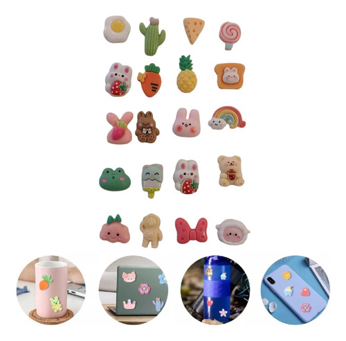 Set X 20 Sticker 3d Relieve Decorar Kawai Figuras Aleatorias