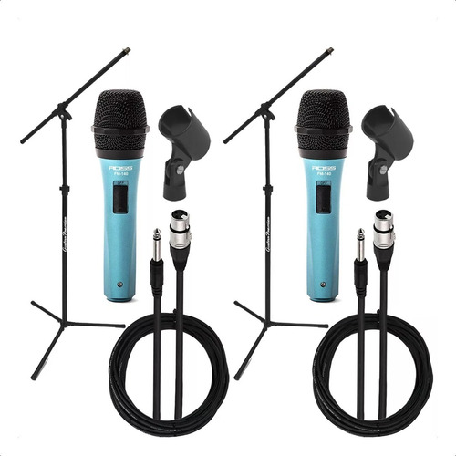 2 X Microfono Dinamico Karaoke Voces Swich Pie Cable Pipeta