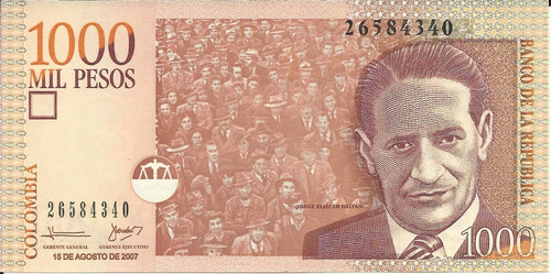 Colombia 1000 Pesos 15 Agosto 2007