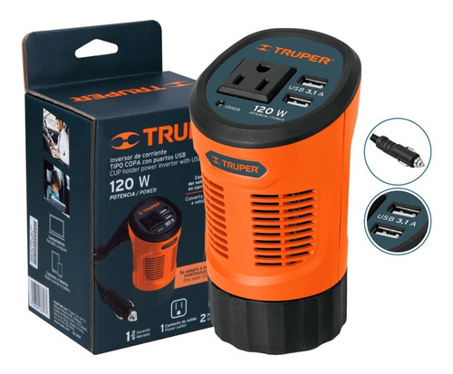 Inversor De Corriente 120 W, Tipo Vaso Truper 15725