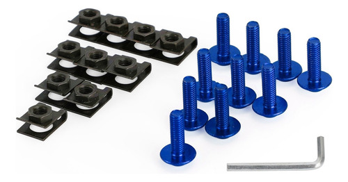 Tornillos Tapa M6x20 Clip Moto Coche Ancho Azul 10 Piezas