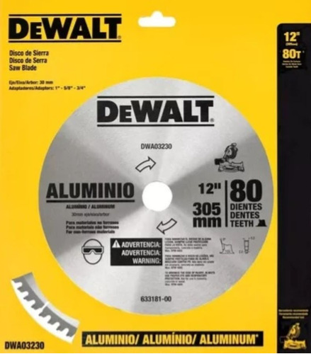 Disco De Sierra Circular 12 PuLG Para Aluminio 80 T Dewalt DWA03230
