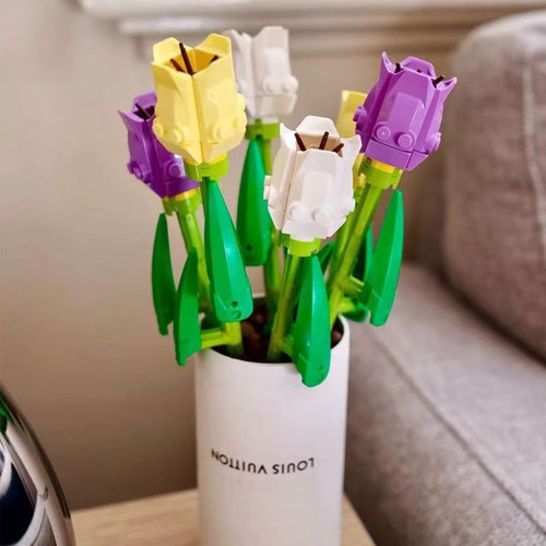 Kit 3 Tulipas 3d: Blocos De Montar Para Criar E Decorar 102 3 Tulipas Em Blocos De Encaixe