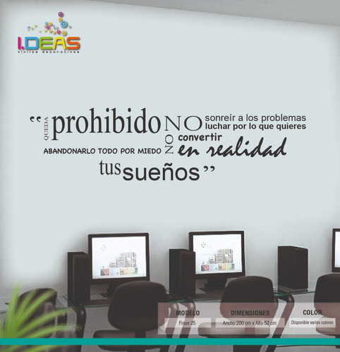 Vinilo Decorativo Frase Queda Prohibido 200x52cm