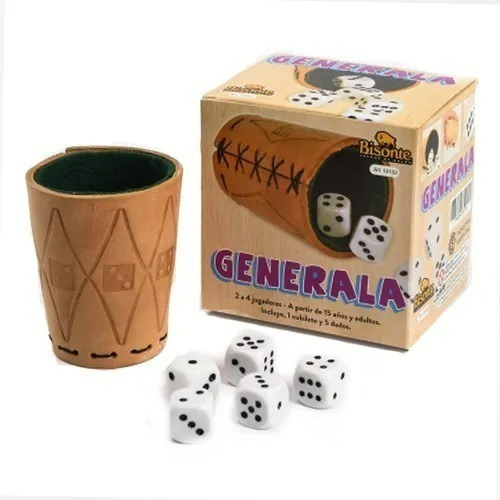 Juego Generala Con Cubilete Natural Cuero 5 Dados Bisonte