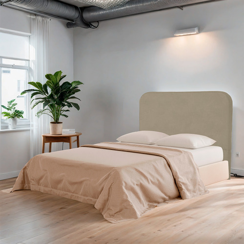 Cabeceira King Size Estofada Cama Box Lizza Bege Escuro