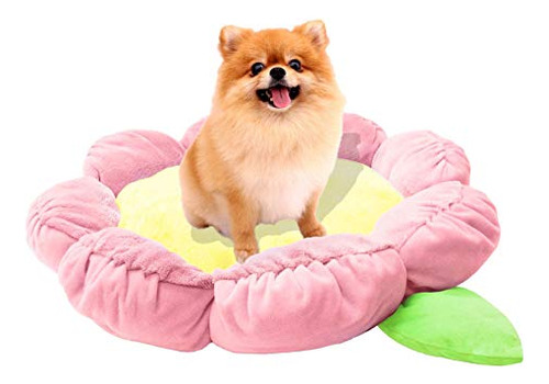 Tonbo Soft Plush 24  Cute And Cozy Flower Dog Cat Bed, Lavad