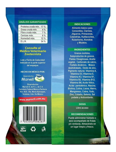 Alimento Extra 500g Para Cenzontles, Calandrias Etc 5 Pzas