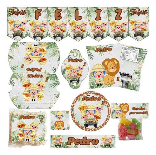 Kit Imprimible Cumpleaños Candy Bar Payaso Plim Plim Safari