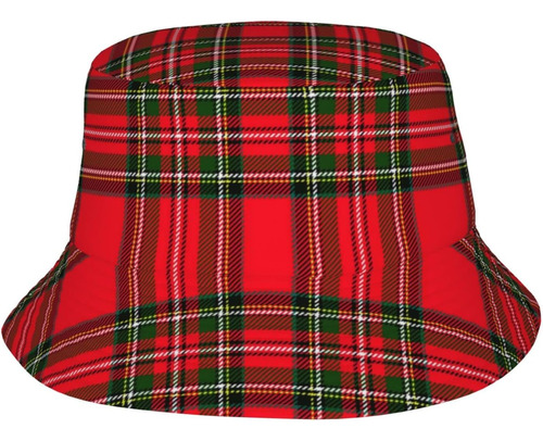 Sombrero De Cubo De Tartán A Cuadros Rojos Para Hombres Y Mu