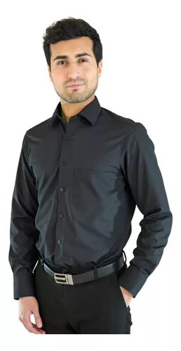 Camisa formal Slim Fit, Negro