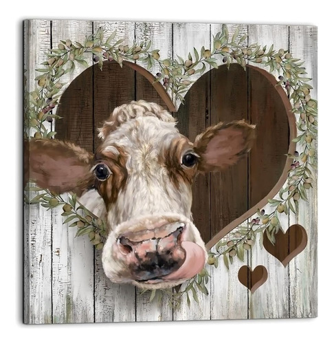 Yueyarit Cow Wall Decor Brown Vintage Cow Artwork Printed On