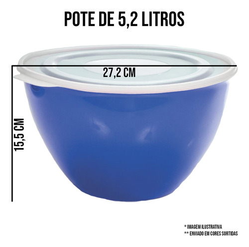 Copo Medida 500ml + Pote Redondo Com Tampa 5,2 Litros Colors