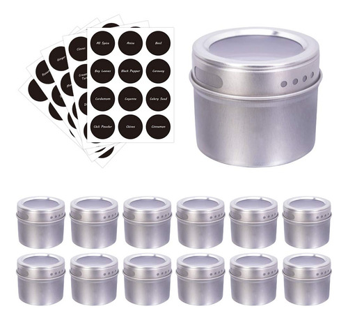 Lata Etiqueta Magnetica Para Especia Contenedor Ventana 12