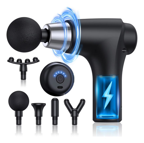 Mini Pistola De Masaje Usb, Portátil, 5 Cabezas, 6 Velocidad