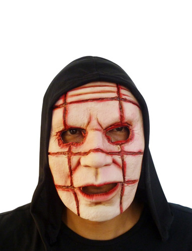 Imagen 1 de 5 de Mascara Careta Cara Cortada Sangre Disfraz Halloween Pvc
