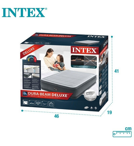Imagen 4 de 8 de Colchón Inflable Eléctrico Intex 2 Plazas Gris