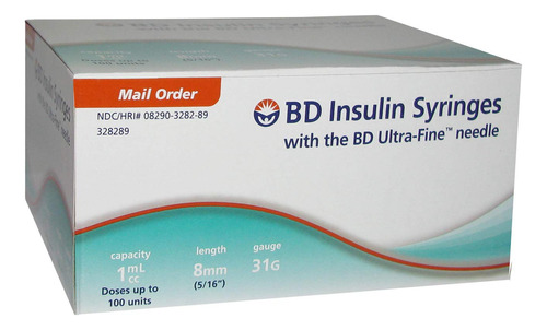 Bd Ultra-fine Jeringas De Insulina 31g 1cc 5/16  90/bx