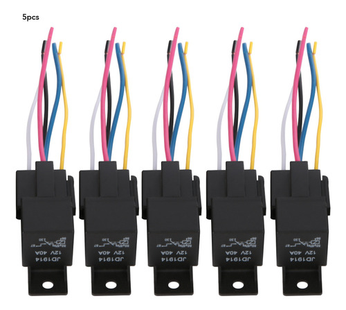 5pcs 12v 30a/40a Relé Automotriz Spdt De 5 Pines Con Arnés