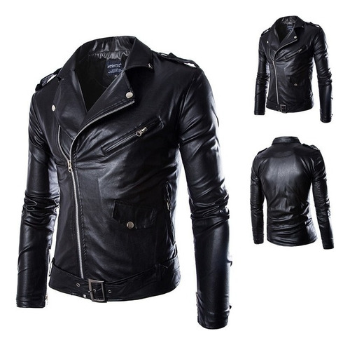 Cazadora Biker Slim De Piel Para Hombre