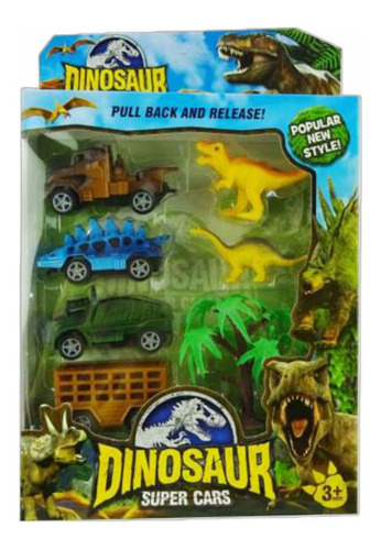 Super Set Surtido De Dinosaurios Con Autos Y Figuras