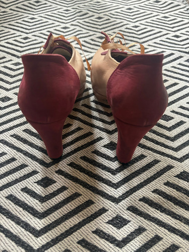 Zapatos Acordonados De Cuero Dos Colores Rosa Claro 36