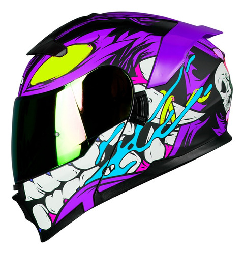 Casco Abatible Para Moto Hro 3440 Intercreature Morado Mate