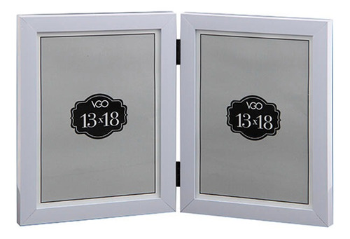 Portarretratos Marco Doble Con Vidrio 15x21cm Vgo Pf68215 Color Blanco