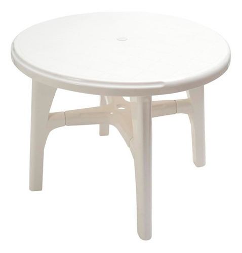 Mesa Plástico Redonda Reforzada Jardín Exterior Blanco - Mm