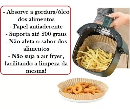 Forma Airfryer Descartavel Antiaderente de Papel Cozinha Redondo Fritadeira  Cozimento Protetor Tapet