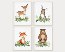 Comprar Set X4 Cuadros Infantiles Animalitos Completos 23x33 Cm.