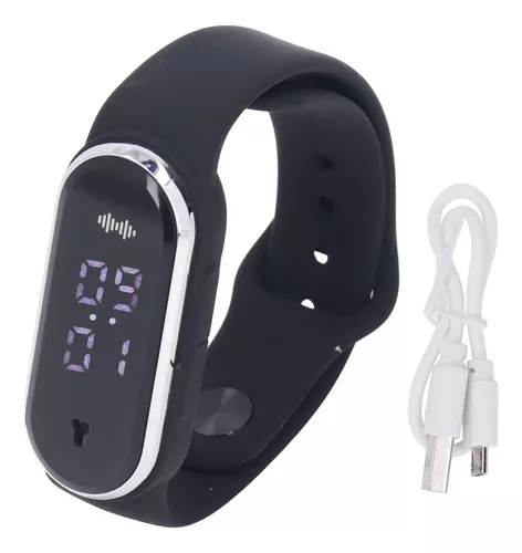 Pulsera repelente de mosquitos, pulsera ultrasónica repelente de mosquitos,  reloj electrónico con función de reloj, recargable por USB, antimosquitos