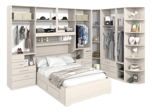 Guarda-roupa Com Canto E Módulos Sem Cama 1222s Carvalho Cla