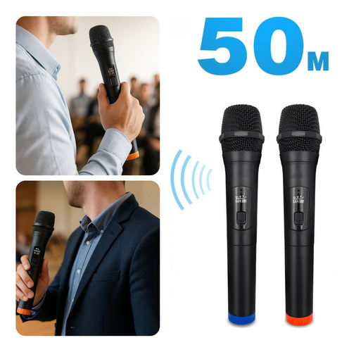 Microfones Duplo Sem Fio Smart Profissional Dinâmico Karaoke