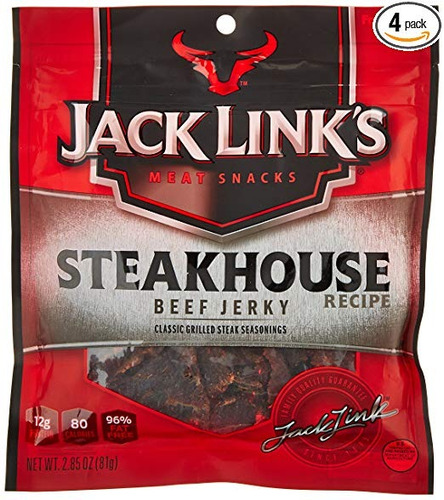 Jack Enlaces Carne Seca, Carnes, 2,85 Onzas (paquete De 4)