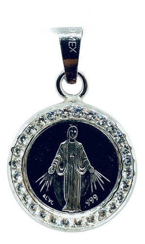 Medalla De Virgen Milagrosa Lisa .999 Con Piedra (dplata)