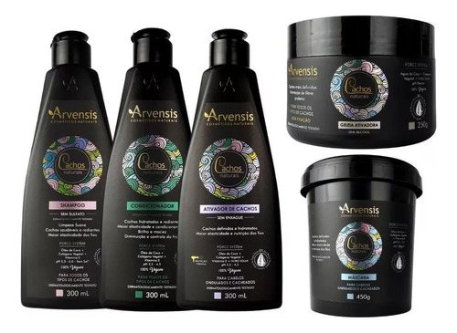 Kit Arvensis Cachos Completo Ondulados E Cacheados 5 Itens
