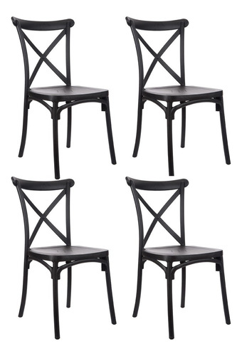 Silla de comedor Garden Life Katrina, estructura color negro, 4 unidades