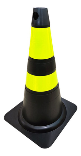 Cone Flexivel Refl 75cm Preto/amarelo - Plastcor
