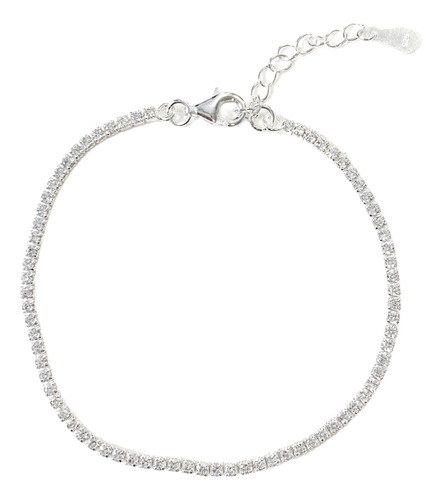 Pulsera Finita Con Cubics Blanca Plata 925