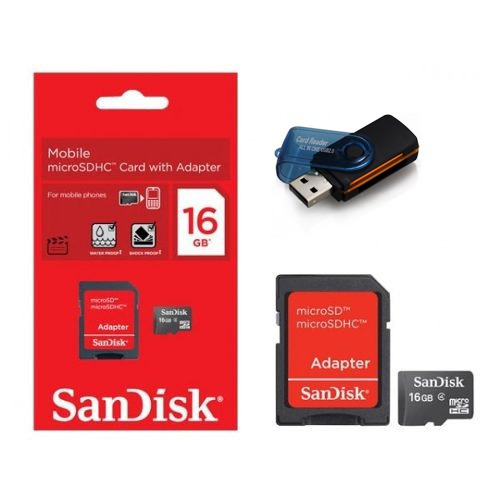 Cartão De Memória Micro Sd Sandisk 16gb + Leitor 15 Em 1