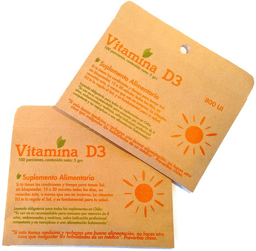 2 Sobres De Vitamina D3  200 Porciones De 800ui 