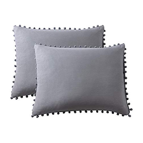 Pom Pom Fringe Pillowcase, 2-pack - Queen Size (20x30 I...