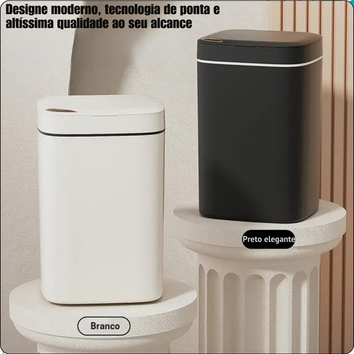 Lixeira Automática com Sensor inteligente 12L cor Branco bateria recarregável