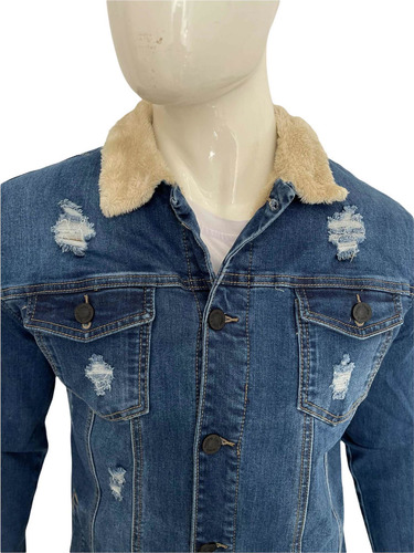 Imagen 7 de 10 de Chamarra Mezclilla Stretch Forro Borrega Hombre Premium Slim