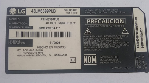 Fuente Lg 43lm6300pub (Usado)