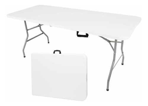 Mesa Plegable Klatter Rectangular Tipo Maleta 1.8 Metros Color Blanco