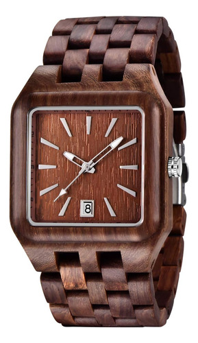 Reloj De Madera Para Hombre, Esfera Rectangular, Relojes De