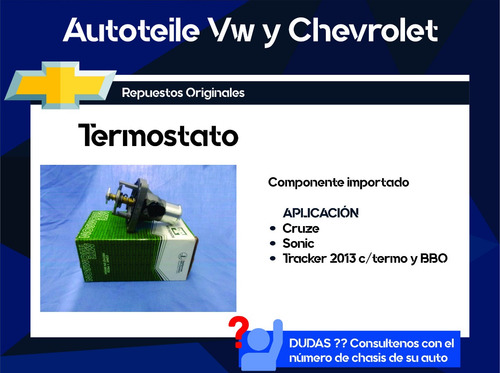 Termostato Cruze, Sonic, Tracker 2013